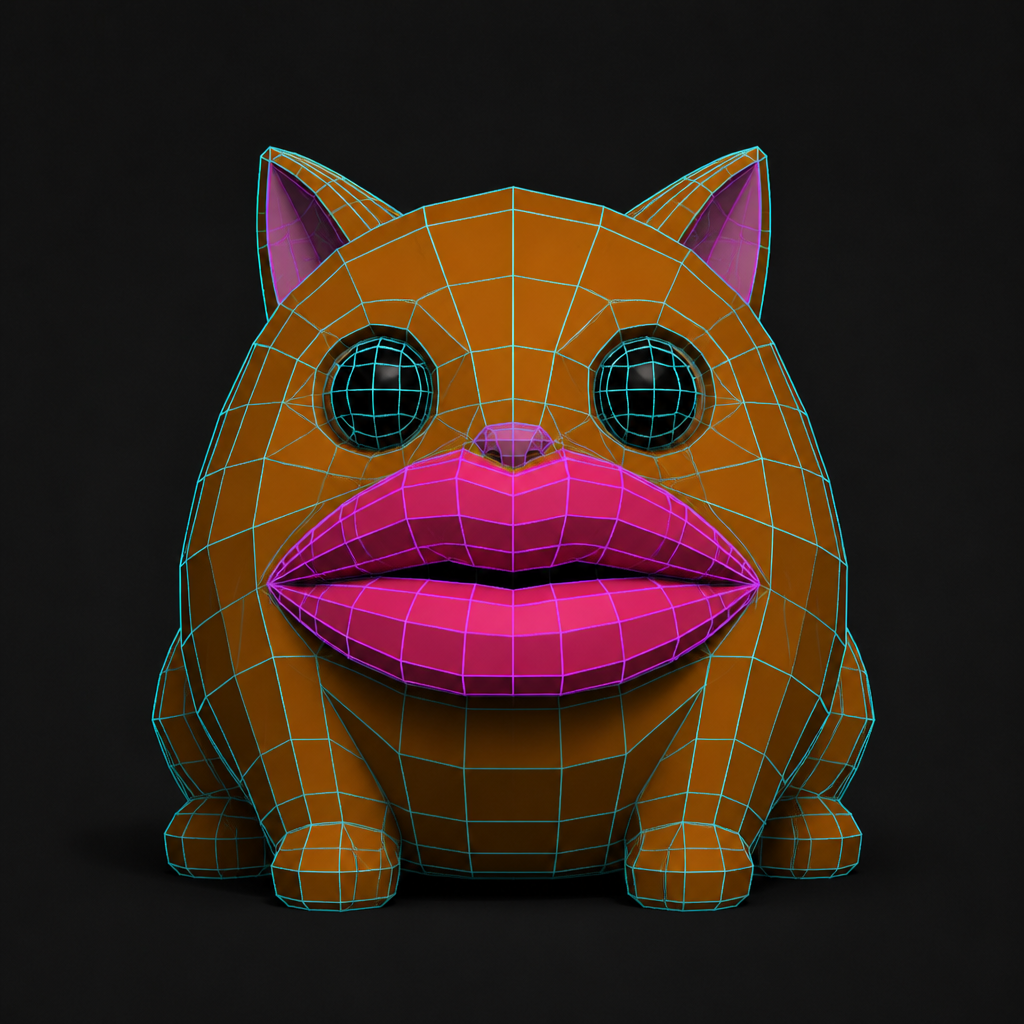 the source mesh, lips highlighted